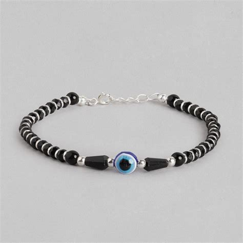 Buy Zavya Evil Eye Black Beads 925 Sterling Silver Bracelet Online