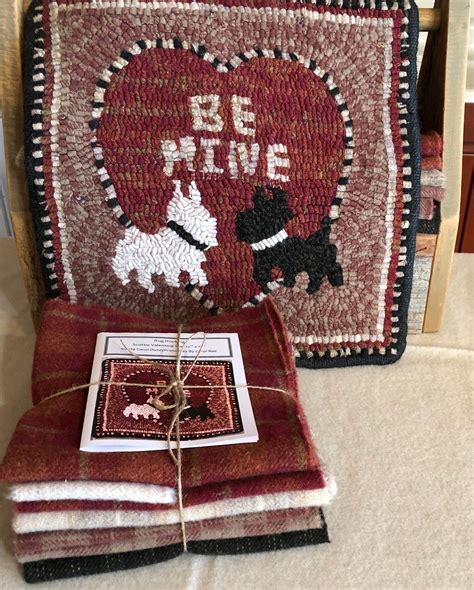 Scottie Valentine Mat Primitive Rug Hooking Kit 12 X 12 K143