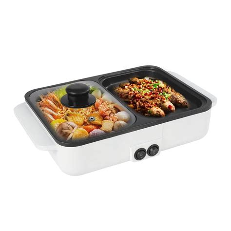 Electric Hot Pot With Grill 2 In 1 Indoor Non Stick Electric Pot And