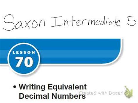 Saxon Math Intermediate 5 Lesson 70 VideoLink