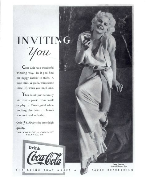 Pop Culture Safari Vintage Ad Jean Harlow For Coca Cola