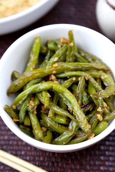 Dry Fried Green Beans With Garlic Sauce Pickled Plum Food And Drinks