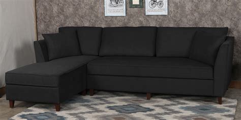 Buy Miranda Fabric RHS 3 Seater Sectional Sofa In Charcoal Grey Colour