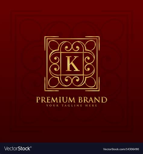 Gold Emblem Monogram Logo Design For Letter K Vector Image