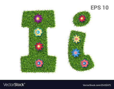 Letter ii with a texture of grass and flowers Vector Image