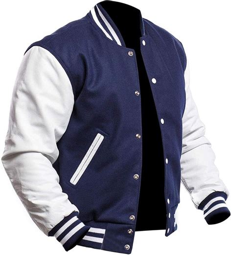 Mens Blue And White Varsity Letterman Jacket Black Letterman Jacket Varsity Letterman Jackets