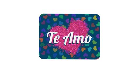 Pink Glitter Heart Te Amo Typography Magnet Zazzle