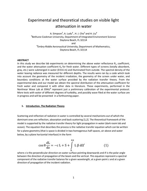 Pdf Experimental And Theoretical Studies On Visible Light Attenuation