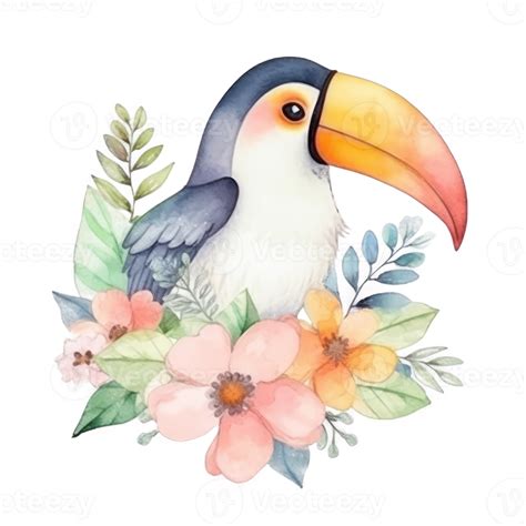 Cute Watercolor Toucan Bird 22598664 Png