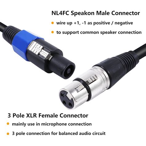 50 Feet Pack Of 1 2 Pole Speakon To 3 Pole Xlr Cable 1pc 50ft