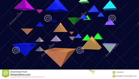 Illustration 3d Des Pyramides Brillantes Planantes Illustration Stock