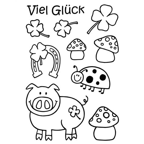 Stempel Clear Viel Glück A7 74 x 105 mm 11 teilig transparent