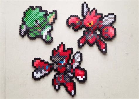 Scyther Scizor Mega Scizor Pokemon Perler Bead Fuse Bead 8bit Nintendo