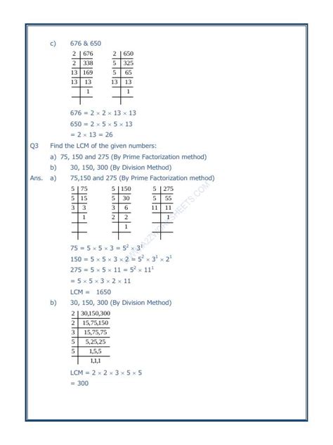 A Zworksheets Worksheet Of Hcf And Lcm Lcm And Hcm Maths