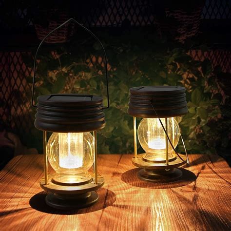 Pearlstar Solar Lantern Hanging Solar Lights Outdoor 2 Pack 5 5