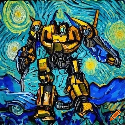 Bumblebee Transformer In The Style Of Vincent Van Gogh