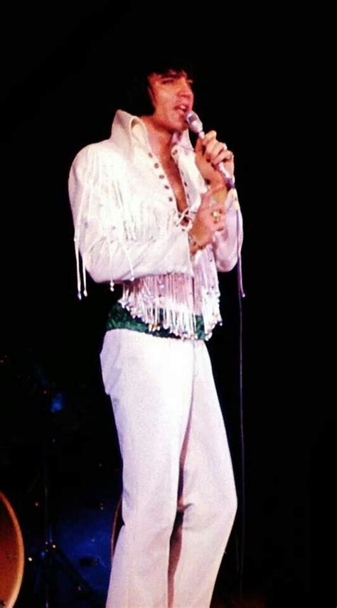 Elvis In The Fall Of 1970 Wearing The White Beaded Fringe Jumpsuit He Began Wearing Colored