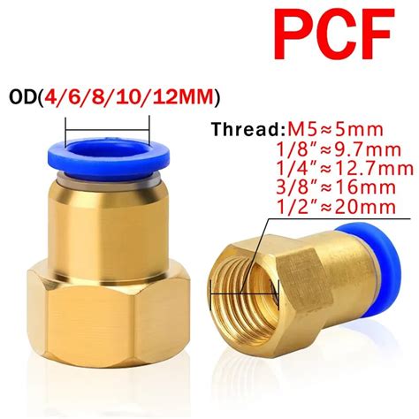 50PCS Pneumatic Quick Connector Air Fitting PCF For 4 6 8 10 12mm Hose