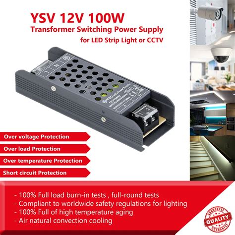 Ysv 12V 100W 8.3A หม้อแปลงสวิตชิ่งพาวเวอร์ซัพพลาย สําหรับแถบไฟ LED หรือ ...
