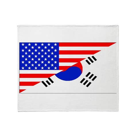 Korean American Flag Throw Blanket By Halfamerican