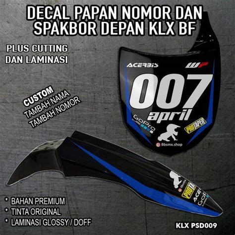 DECAL PAPAN NOMOR DAN SPAKBOR DEPAN KLX BF Lazada Indonesia