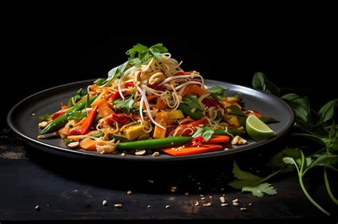 Premium Ai Image Vegetable Pad Thai Thai Food Photography