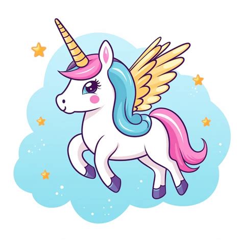 Diseño lindo del ejemplo del unicornio de la historieta Foto Premium