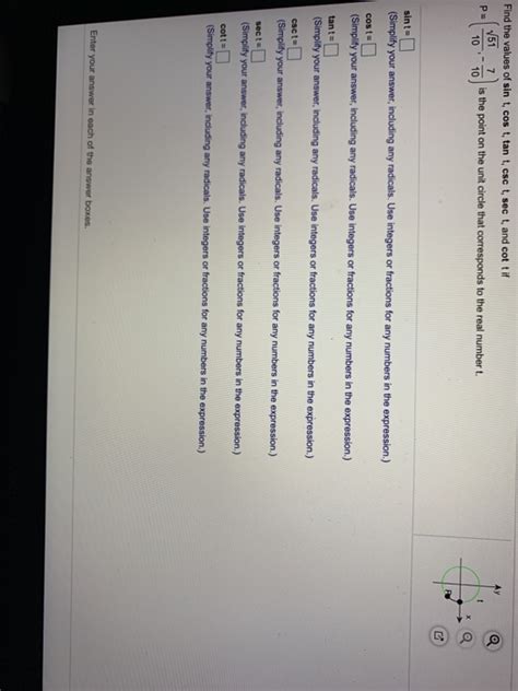 Solved Find The Values Of Sint Cost Tant Csct Sect And Chegg