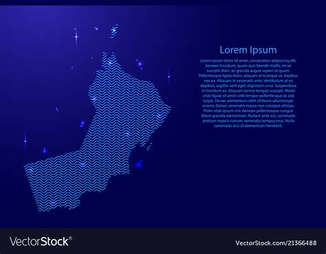 Oman Map Country Abstract Silhouette From Wavy Vector Image