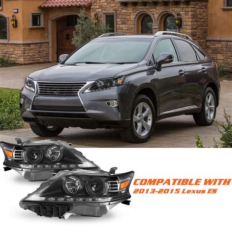 Headlights For 2013 2014 2015 Lexus RX350 RX450h Black LED DRL Halogen