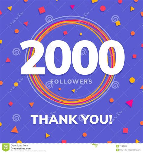 2000 Followers Social Sites Post Greeting Card Stock Vector