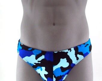 Tropical Blue Forest Print Men Bikini Swimsuit