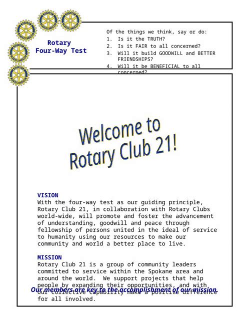 PPT VISION With The Four Way Test As Our Guiding Principle Rotary