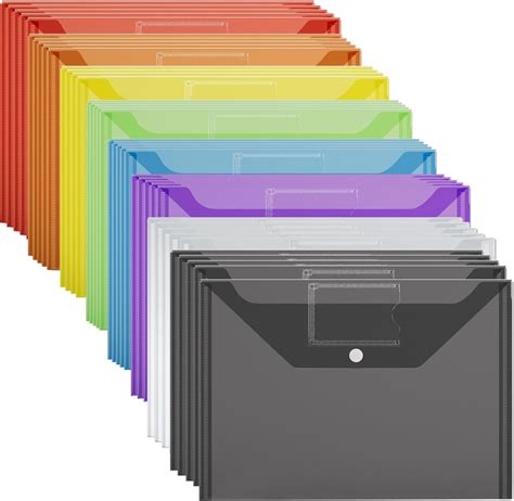 Plastic Wallets Folders 40 Pack A4 Coloured Document Folder Plastic