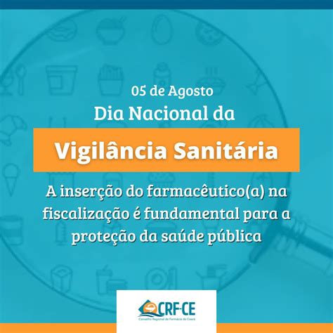 Calendário 5 De Agosto Dia Nacional Da Vigilância Sanitária Crf Ce