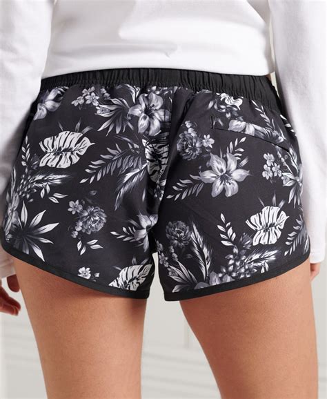 Womens Surf Board Shorts In Black Hawaiian Superdry Uk