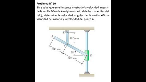 Si Se Sabe Que En El Instante Mostrado La Velocidad Angular De La