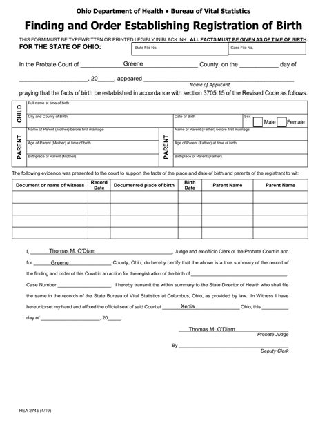 Form HEA2745 - Fill Out, Sign Online and Download Fillable PDF, Greene ...