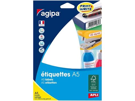 Apli Agipa Etui A5 128 étiquettes blanches multi usages 105 x 37