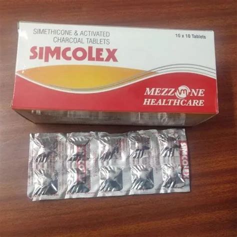 Simcolex Simethicone And Activated Charcoal Tablet Manufacturer Intas