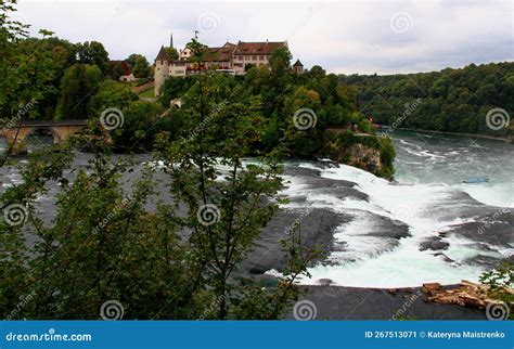 View of the Rheinfall Waterfall and the Laufen Castle Near the Town of ...