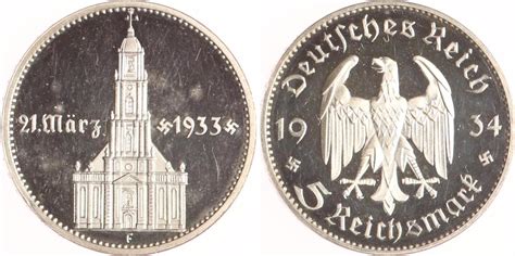 Drittes Reich Reichsmark F Garnisonkirche Mit Datum Polierte