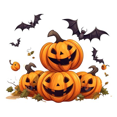 Happy Halloween With Flying Pumpkin Premium Vector Illustration