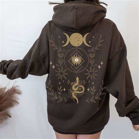 Moon Hoodie With Design On The Back Celestial Hoodie Witchy Hoodie Moon