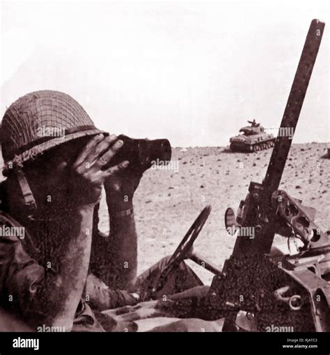 Israeli Officer Watches Armoured Advance In The Sinai Desert During The