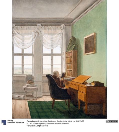 A Painting Of An Old Woman Sitting At A Desk In Front Of A Large Window