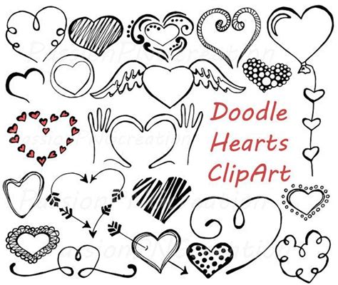 Doodle Hearts Clipart Heart Clip Art Digital Hearts Clip - Etsy | Heart ...