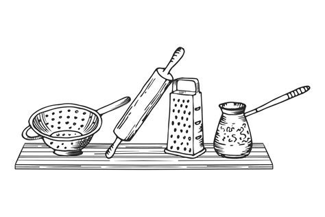 Kitchen Shelf With Different Tools Cook Graphic By Onyxproj · Creative