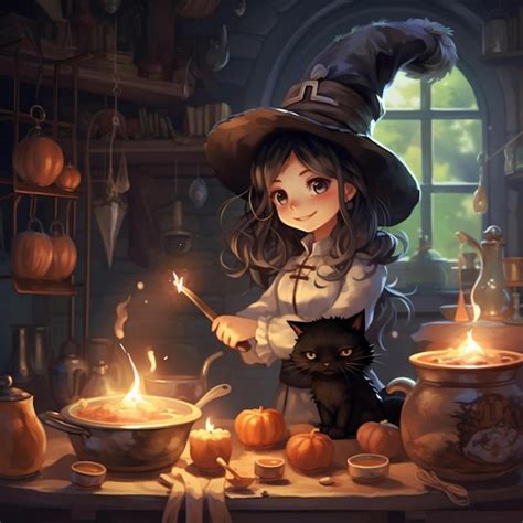 Premium Photo Cute Witch Making Potion