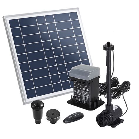 Submersible Solar Powered Pond Pump With Battery Kit And LED Lights